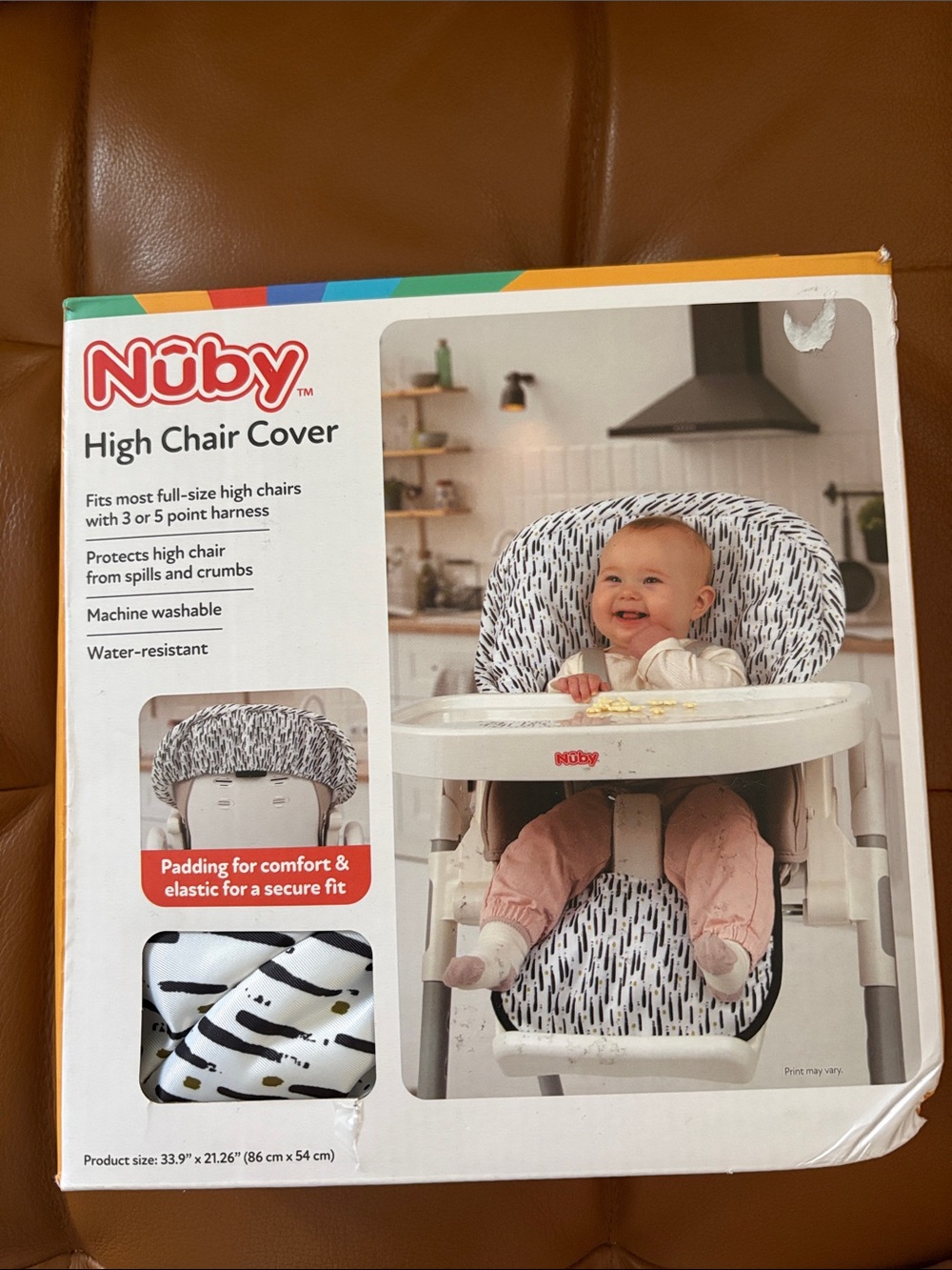 Nuby Black & White High Chair Cover - Water-Resistant Protector
